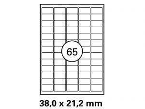 Hftetikett 38 x 21,2 auf DIN A4 Bogenauf DIN A4 Bogen, Format: 38x21,2 mm