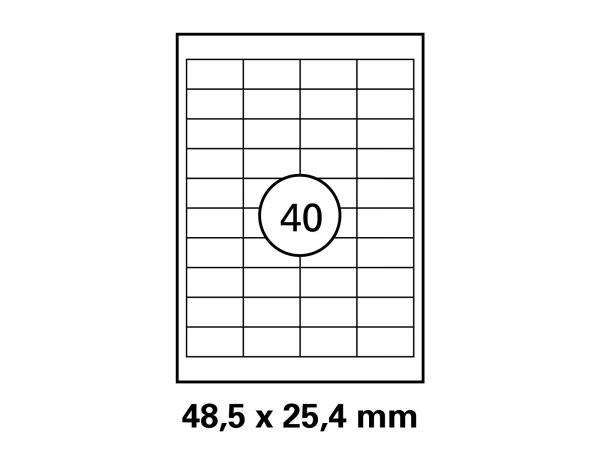 Etiketten auf DIN A4 Bogen, Format: 48,5x25,4 mm
