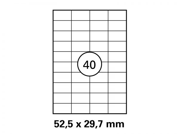 Etiketten auf DIN A4 Bogen, Format 52,5x29,7 mm