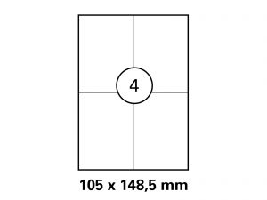 Haftetikett auf DIN A4 Bogen 105x148,5