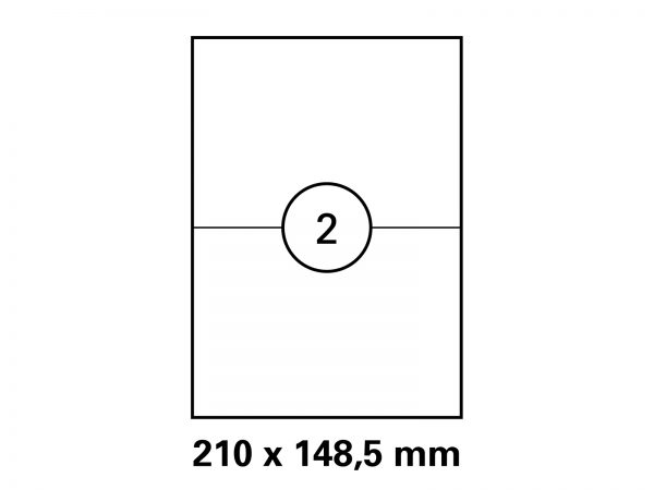 Etiketten auf DIN A4 Bogen, Format 210x148,5 mm