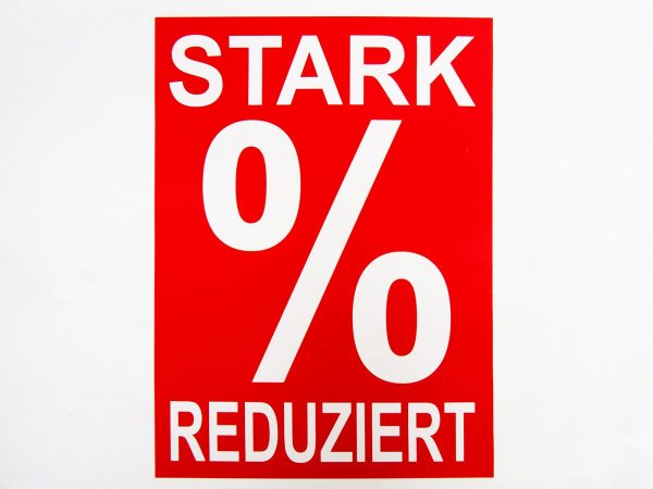 5 Sale-Plakate "Stark reduziert" rot/weiß